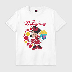 Футболка хлопковая мужская Minnie Merry Mausmas, цвет: белый