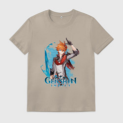 Футболка хлопковая мужская Тарталья Tartaglia Genshin Impact, цвет: миндальный