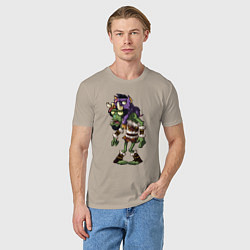 Футболка хлопковая мужская Piglit zombie, цвет: миндальный — фото 2