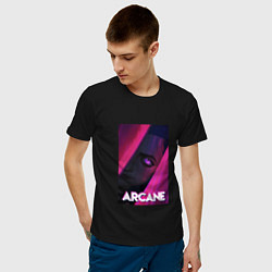 Футболка хлопковая мужская Arcane Neon, цвет: черный — фото 2