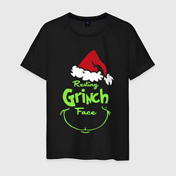 Футболка хлопковая мужская Resting Grinch Face, цвет: черный