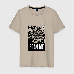 Футболка хлопковая мужская QR Scan, цвет: миндальный