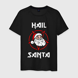 Футболка хлопковая мужская HAIL SANTA CLAUS ГРЕШНЫЙ САНТА, цвет: черный