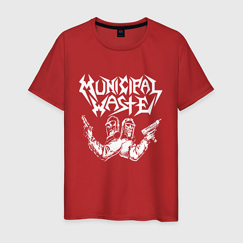 Мужская футболка Municipal Waste - два чувака с оружием / Красный – фото 1