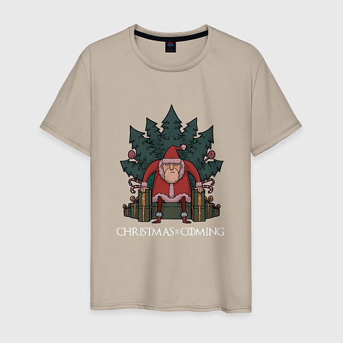 Мужская футболка Веселый дед мороз в 2022 / Миндальный – фото 1