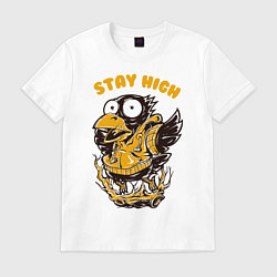 Футболка хлопковая мужская Ворона на ветке, цвет: белый