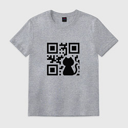 Футболка хлопковая мужская CAT QR CODE, цвет: меланж