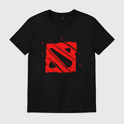 Футболка хлопковая мужская DOTA 2 БРЫЗГИ КРАСОК ЛОГО, цвет: черный