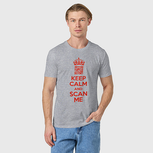 Мужская футболка Keep calm and scan me - fuck off / Меланж – фото 3