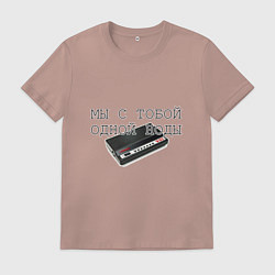 Футболка хлопковая мужская Мы с тобой одной ноды, цвет: пыльно-розовый