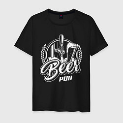 Футболка хлопковая мужская Beer pub, цвет: черный