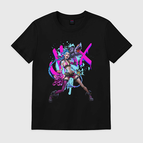 Мужская футболка LOL JINX БРЫЗГИ КРАСОК / Черный – фото 1