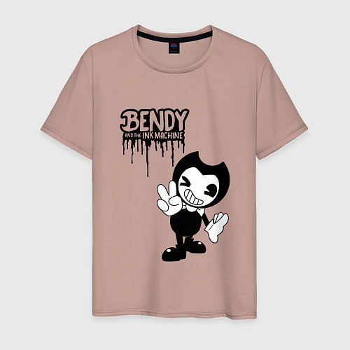 Мужская футболка Bendy Бенди и чернильная машина / Пыльно-розовый – фото 1