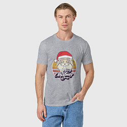 Футболка хлопковая мужская Лого Дед Мороза, цвет: меланж — фото 2