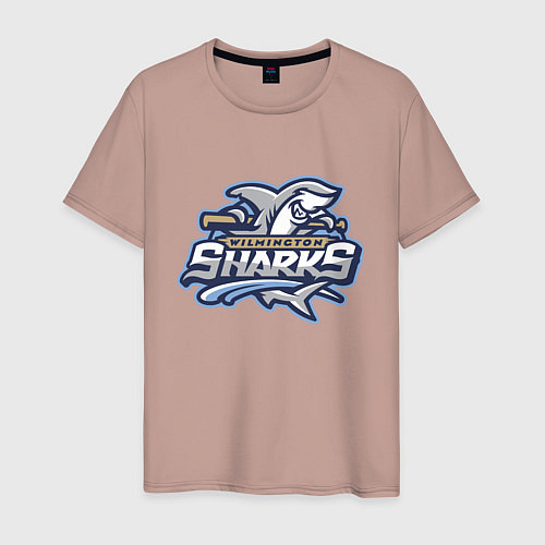 Мужская футболка Wilmington sharks -baseball team / Пыльно-розовый – фото 1