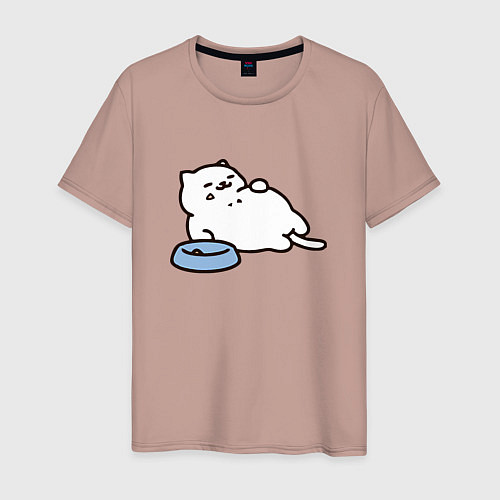 Мужская футболка Кот обжора / Пыльно-розовый – фото 1