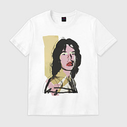 Футболка хлопковая мужская Andy Warhol - Mick Jagger pop art, цвет: белый