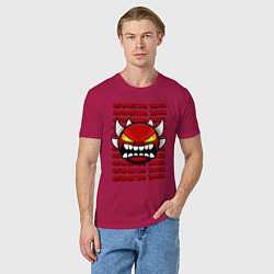 Футболка хлопковая мужская GEOMETRY DASH КРАСНЫЙ ОГНЕННЫЙ ДЕМОН, цвет: маджента — фото 2