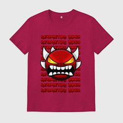 Футболка хлопковая мужская GEOMETRY DASH КРАСНЫЙ ОГНЕННЫЙ ДЕМОН, цвет: маджента