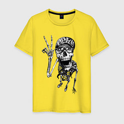 Футболка хлопковая мужская Skeleton dude, цвет: желтый