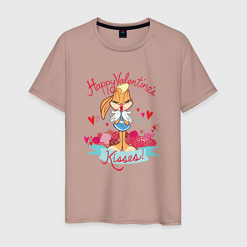 Мужская футболка Lola Bunny Kisses / Пыльно-розовый – фото 1