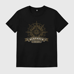 Футболка хлопковая мужская Компас, цвет: черный