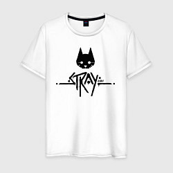 Футболка хлопковая мужская Stray: Black Logo, цвет: белый