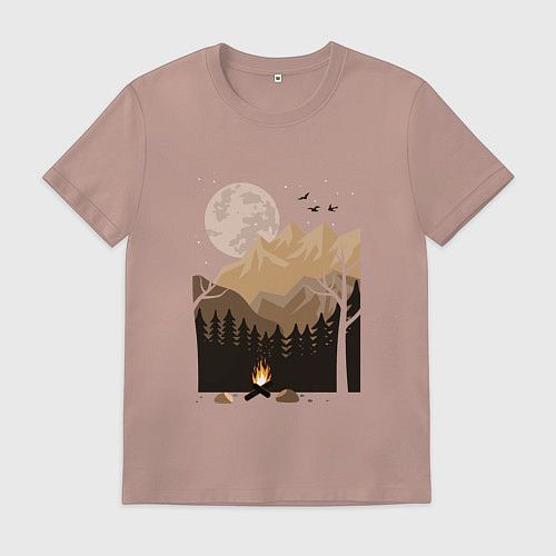 Мужская футболка Туристический поход в лесу / Пыльно-розовый – фото 1