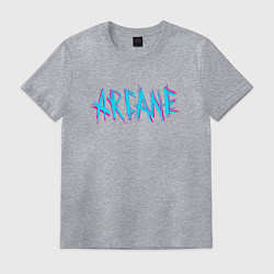 Футболка хлопковая мужская ARCANE LEAGUE OF LEGENDS NEON LOGO, цвет: меланж