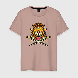 Футболка хлопковая мужская Король тигра, цвет: пыльно-розовый