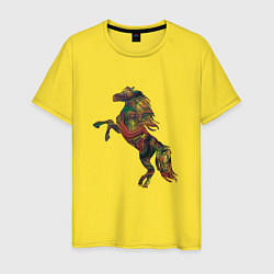 Футболка хлопковая мужская Лошадь из линий, цвет: желтый