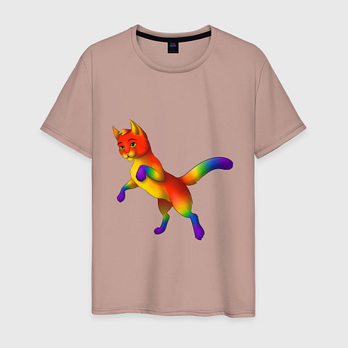Мужская футболка Разноцветный котёнок / Пыльно-розовый – фото 1