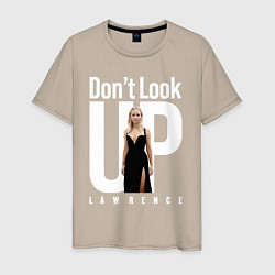 Футболка хлопковая мужская Dont look up: Jennifer Lawrence, цвет: миндальный