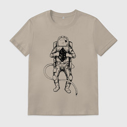 Футболка хлопковая мужская За наш советский космос, цвет: миндальный