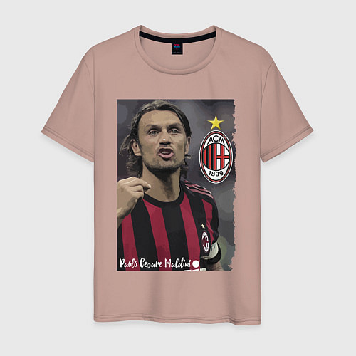 Мужская футболка Paolo Cesare Maldini - Milan, captain / Пыльно-розовый – фото 1