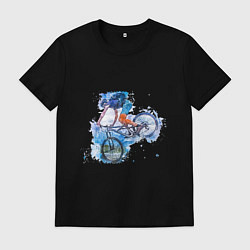 Футболка хлопковая мужская MTB акварель, цвет: черный