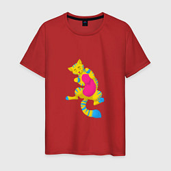Футболка хлопковая мужская Гордый кот, цвет: красный
