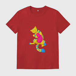 Футболка хлопковая мужская Гордый кот, цвет: красный