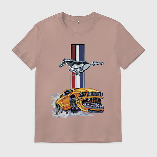 Мужская футболка Мустанг раскрыл пасть! / Пыльно-розовый – фото 1