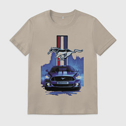 Футболка хлопковая мужская Mustang - лучший среди равных!, цвет: миндальный