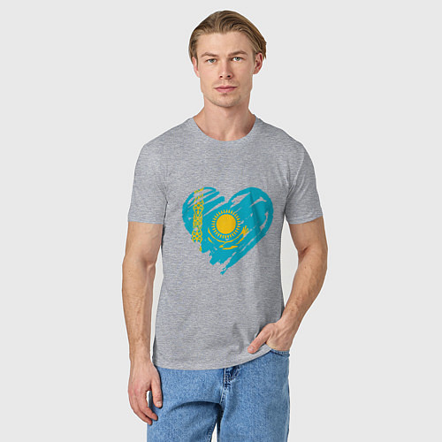 Мужская футболка Kazakhstan Heart / Меланж – фото 3