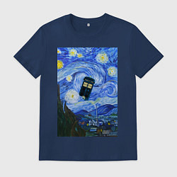 Футболка хлопковая мужская Тардис в Звездной Ночи, цвет: тёмно-синий