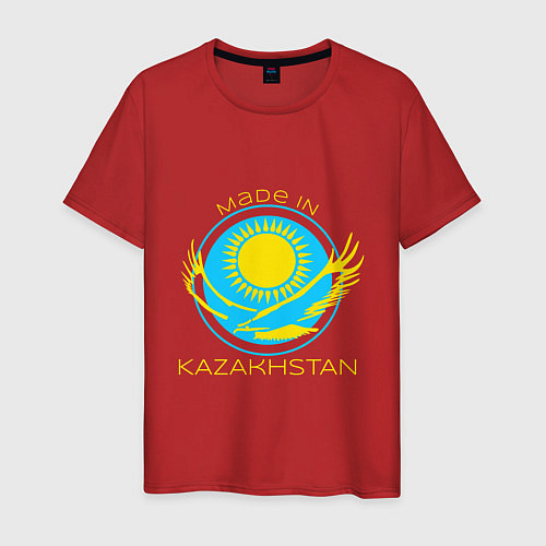 Мужская футболка Сделано в Казахстане / Красный – фото 1