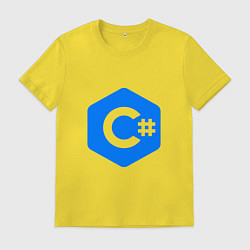 Футболка хлопковая мужская Язык программирования C Sharp, цвет: желтый