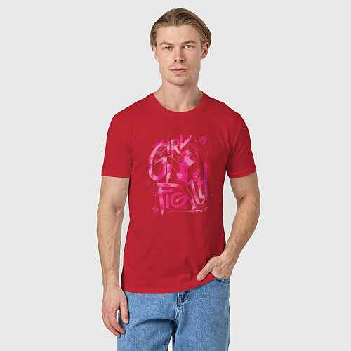 Мужская футболка GIRL FIGTH женская драка / Красный – фото 3