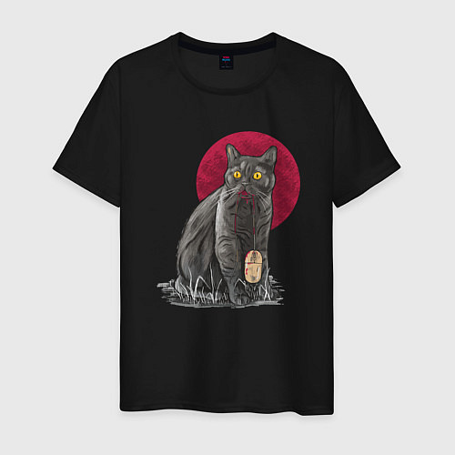 Мужская футболка Кот программист и мышка / Черный – фото 1