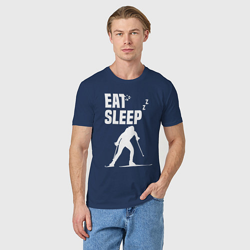 Мужская футболка Ешь, Спи, Биатлон / Тёмно-синий – фото 3