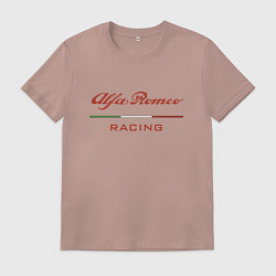 Футболка хлопковая мужская Alfa Romeo racing - logo, цвет: пыльно-розовый