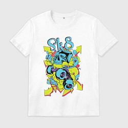 Футболка хлопковая мужская Cool composition with a skull, цвет: белый