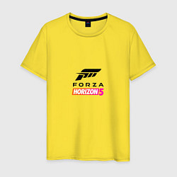 Футболка хлопковая мужская Forza Horizon 5 Logo black, цвет: желтый